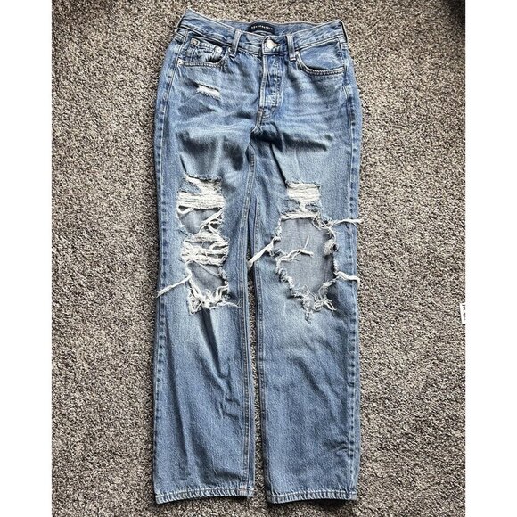 Aeropostale 90s Baggy Distressed Jeans Size 2 Regular - Picture 1 of 9